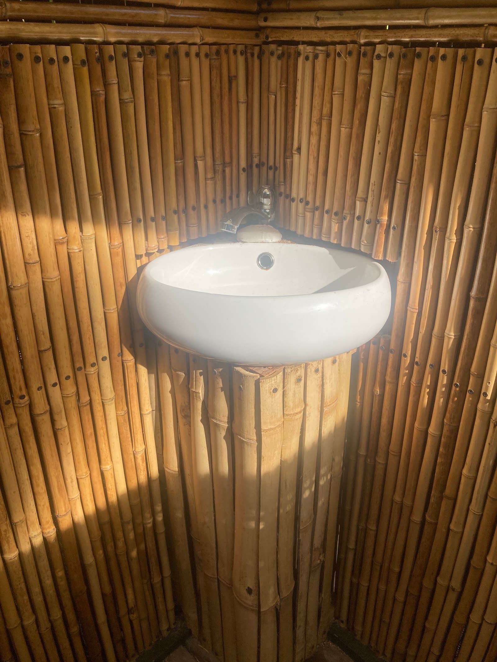 Bamboo outdoor bathroom detail at BaliBala